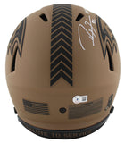 Ravens Ray Lewis "HOF 18" Signed STS II Full Size Speed Proline Helmet BAS Wit