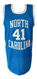 Sam Perkins North Carolina Signed Blue Basketball Jersey JSA QR Hologram