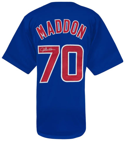 Joe Maddon (CUBS) Signed Blue Custom Baseball Jersey - (SCHWARTZ COA)