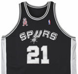 Spurs Tim Duncan 2001-02 Game Worn Nike +4" Extra Length Black Road Jersey