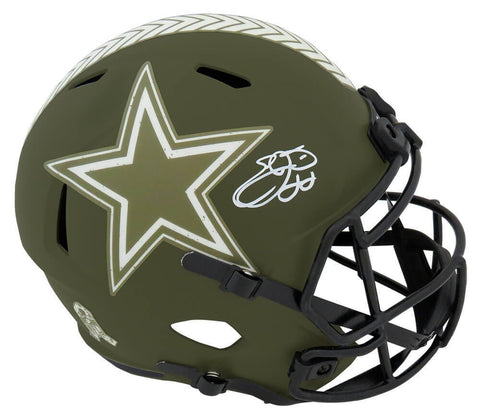 Emmitt Smith Signed Cowboys SALUTE Riddell F/S Speed Rep Helmet - (SCHWARTZ COA)