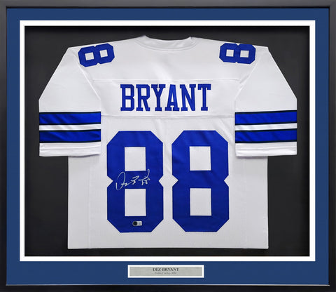 Dallas Cowboys Dez Bryant Autographed Signed Framed White Jersey Beckett Wit