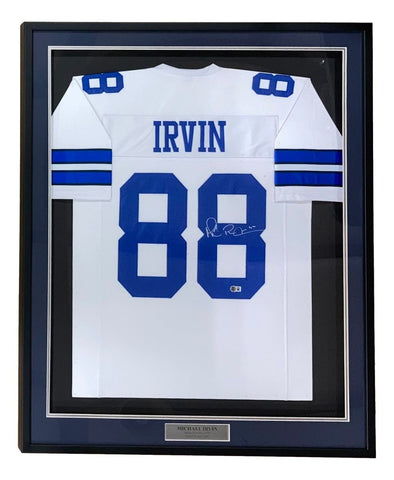 Michael Irvin Dallas Signed Framed White Football Jersey BAS