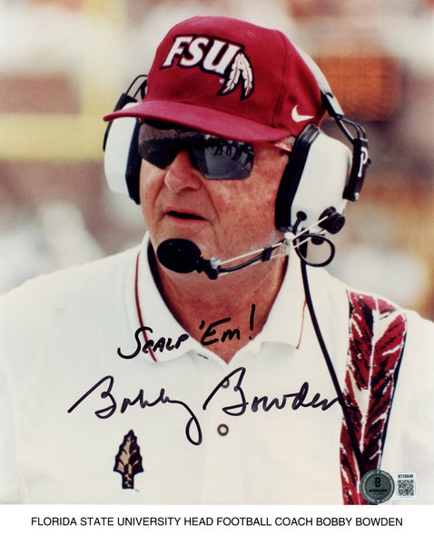 Bobby Bowden Signed Florida State Seminoles 8x10 Photo Scalp Em Beckett 56643