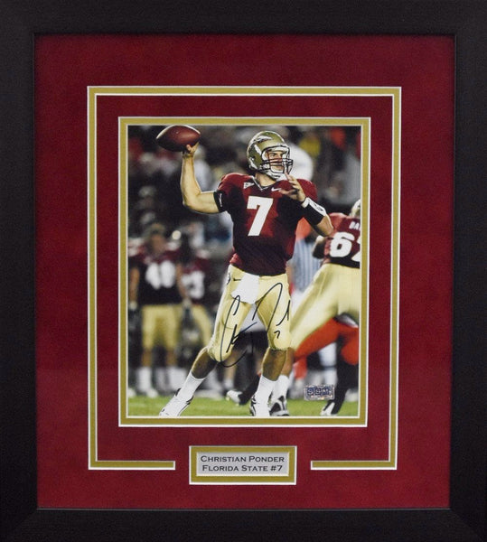 CHRISTIAN PONDER SIGNED FLORIDA STATE SEMINOLES 8x10 FRAMED PHOTO COA