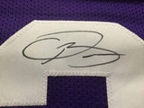 Framed Autographed/Signed Odell Beckham Jr. 33x42 Purple College Jersey JSA COA