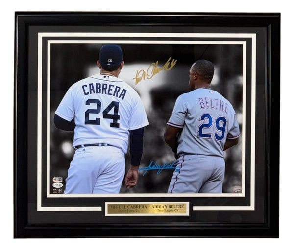 Miguel Cabrera Adrian Beltre Signed Framed 16x20 Baseball Legends Photo JSA QR