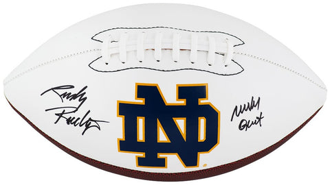 Rudy Ruettiger Signed Notre Dame Logo Brands White Football w/Never Quit -SS COA