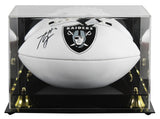 Raiders Ashton Jeanty Signed Franklin White Panel Logo Football W/ Case BAS Wit