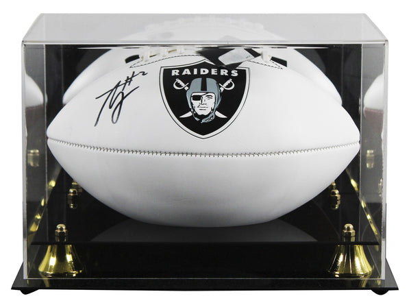 Raiders Ashton Jeanty Signed Franklin White Panel Logo Football W/ Case BAS Wit