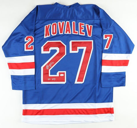 Alexei Kovalev Signed New York Rangers Blue Jersey Inscribed "94 Cup (JSA COA)