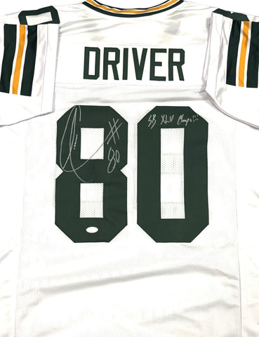 Packers DONALD DRIVER Signed Custom Replica White Jersey w/ XLV Champs - JSA