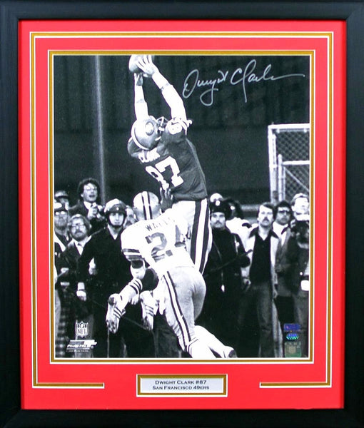 DWIGHT CLARK SIGNED SAN FRANCISCO 49ERS THE CATCH 16x20 FRAMED PHOTO COA