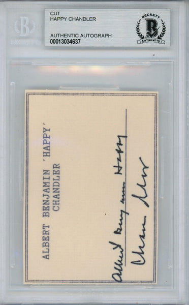Albert Benjamin Happy Chandler Autographed Cut Commisioner Beckett Slab 38444