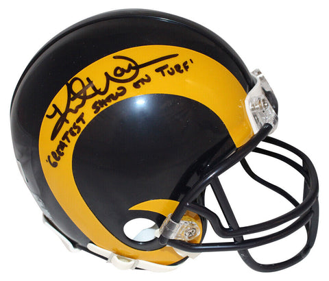 Kurt Warner Autographed Los Angeles Rams TB Mini Helmet Beckett 40507