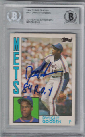 Dwight Gooden Signed New York Mets 1984 Topps Traded Card BAS ROY Slab 28520