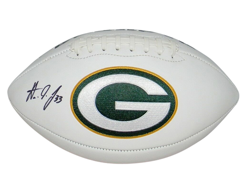 AARON JONES AUTOGRAPHED SIGNED GREEN BAY PACKERS WHITE LOGO FOOTBALL JSA