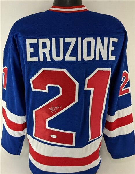 Mike Eruzione Signed Team USA Jersey (JSA COA) 1980 Miricle on Ice Team Captain