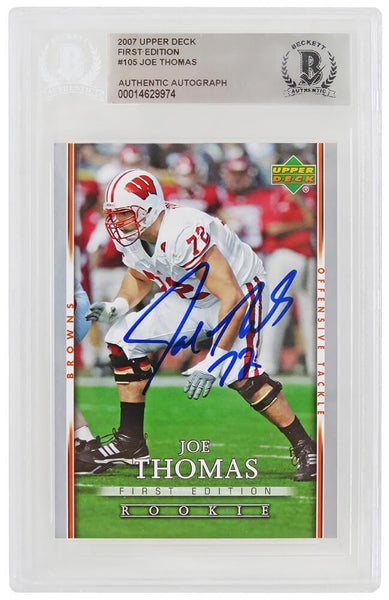 Joe Thomas autographed 2007 Upper Deck 1st Edition Rookie Card 105 (Beckett)