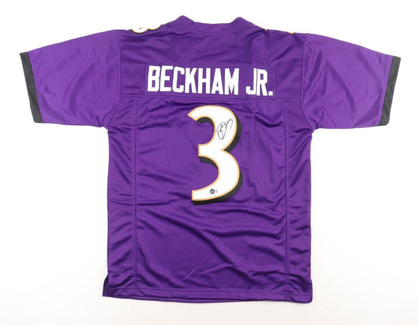 Odell Beckham Jr Signed Baltimore Ravens Jersey (Beckett) 3xPro Bowl Receiver