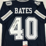 Autographed/Signed BILL BATES Dallas Dark Blue Football Jersey PSA/DNA COA Auto