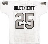 OAKLAND RAIDERS FRED BILETNIKOFF AUTOGRAPHED WHITE JERSEY BECKETT WITNESS 232609