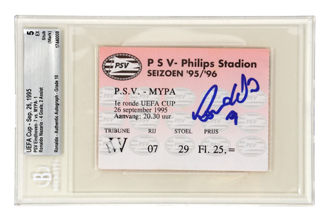 Ronaldo Nazario Signed 1995 PSV 4 Goals, 2 Assists Match Ticket - BGS 5