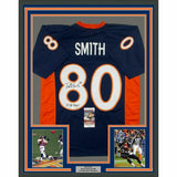 FRAMED Autographed/Signed ROD SMITH 2x SB Champ 33x42 Denver Blue Jersey JSA COA