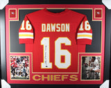 Len Dawson Autographed/Signed Pro Style Framed Red XL Jersey Beckett 40130