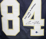 Cole Kmet Signed College Style Blue XL Jersey Play Like Champion Beckett 37466