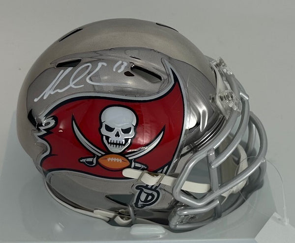 Buccaneers Receiver MIKE EVANS Signed CHROME Speed Mini Helmet AUTO - BAS