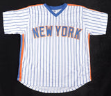Mookie Wilson Signed New York Mets Pinstriped Jersey Inscribed "86 WSC"/JSA/ C.F