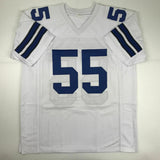 Autographed/Signed LEIGHTON VANDER ESCH Dallas White Football Jersey JSA COA