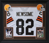 Ozzie Newsome Authentic Signed White Pro Style Framed Jersey JSA Witness