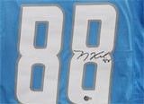 TJ Hockenson Autographed/Signed Pro Style Blue XL Jersey Beckett 39316