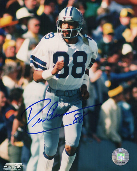 Drew Pearson Signed Dallas Cowboys White Jersey Action 8x10 Photo-(SCHWARTZ COA)