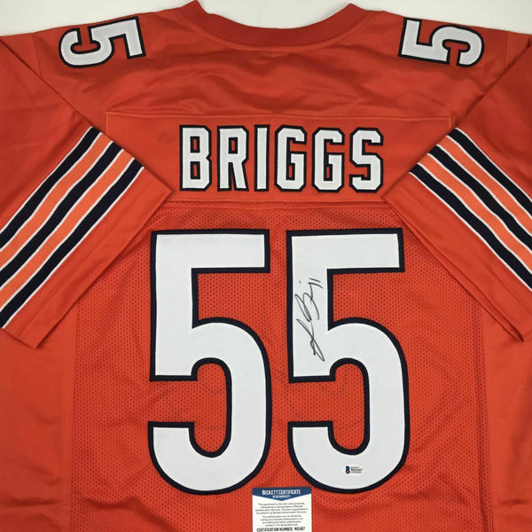 Autographed/Signed LANCE BRIGGS Chicago Orange Football Jersey Beckett BAS COA