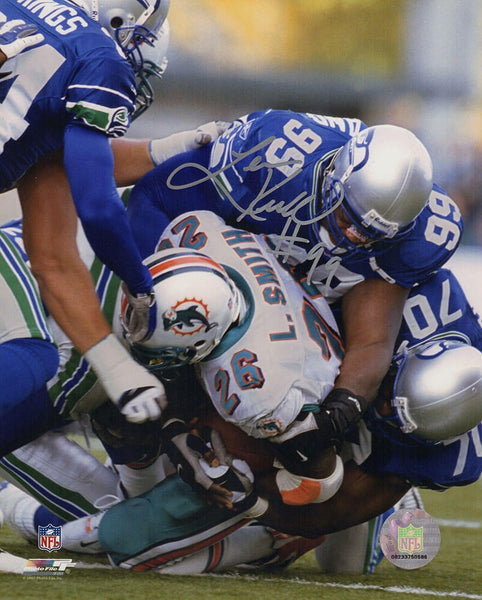 Levon Kirkland Signed Seahawks Tackle vs Dolphins 8x10 Photo - (SCHWARTZ COA)