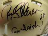 Rocky Bleier HOF Signed/Inscr Gold Mini Helmet Notre Dame Beckett Witness 191558