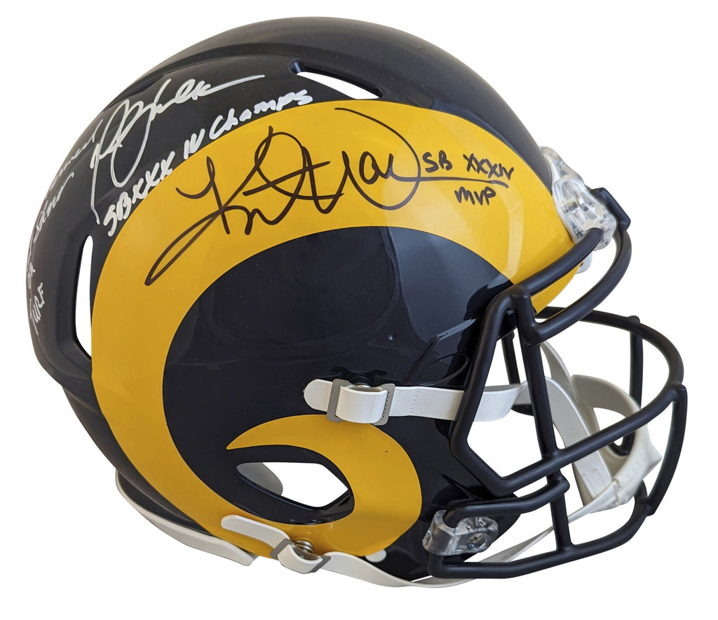 Rams (3) Warner, Faulk & Vermeil Signed 81-99 TB F/S Speed Proline Hel ...