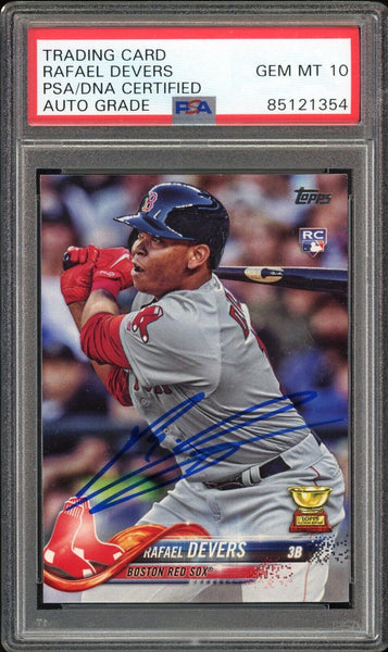 2018 Topps #18 Rafael Devers RC Rookie Red Sox PSA/DNA Auto GEM MINT 10