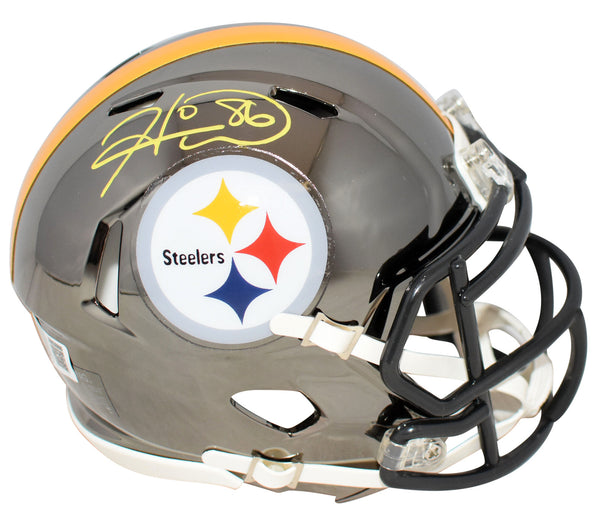 HINES WARD SIGNED PITTSBURGH STEELERS CHROME SPEED MINI HELMET BECKETT