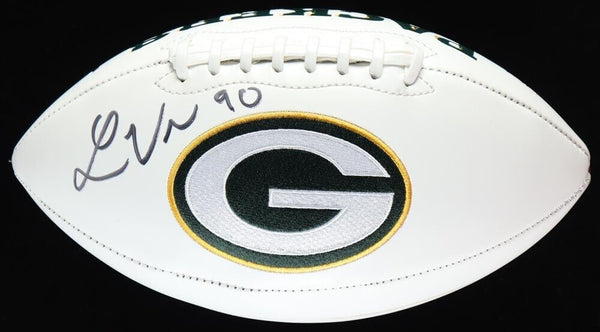 Lukas Van Ness Signed Green Bay Packer Logo Football (Beckett) 2023 1st Round Pk