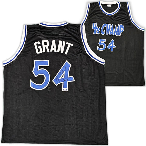 ORLANDO MAGIC HORACE GRANT AUTOGRAPHED BLACK JERSEY "4X CHAMPS" JSA 215708