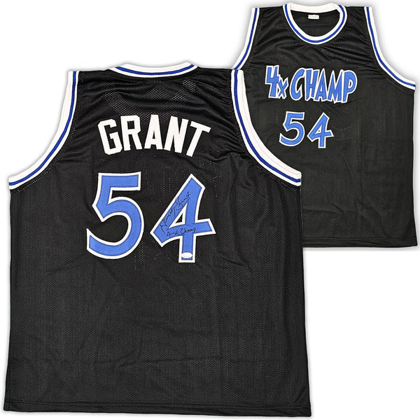 ORLANDO MAGIC HORACE GRANT AUTOGRAPHED BLACK JERSEY "4X CHAMPS" JSA 215708