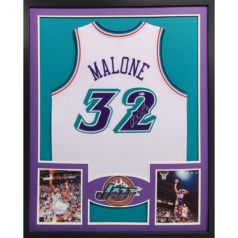 Karl Malone Autographed Signed Framed Utah Jazz Jersey PSA/DNA