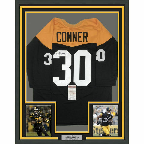 FRAMED Autographed/Signed JAMES CONNER 33x42 Pittsburgh Retro Jersey JSA COA