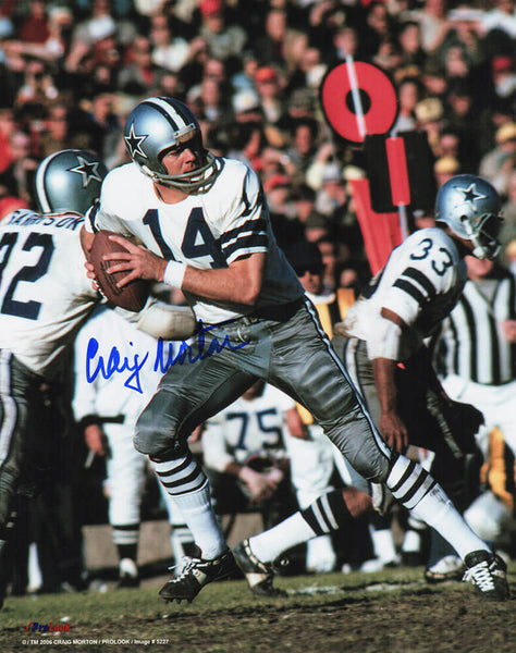 Craig Morton Signed Dallas Cowboys Action 8x10 Photo -(SCHWARTZ COA)