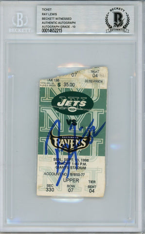 Ray Lewis Signed Baltimore Ravens Ticket 9/13/98 vs Jets BAS Slab 39449