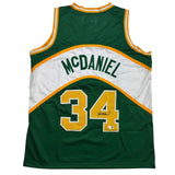 Autographed/Signed Xavier McDaniel Seattle Green Basketball Jersey BAS COA